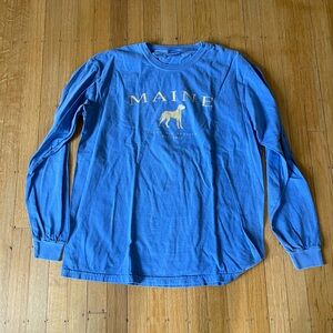 Comfort Colors Blue Long Sleeve Tee with Maine Graphic